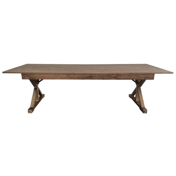 English Elm HERCULES Folding Farm Table - Solid Pine Design with X Legs for Stylish Dining and Easy Storage Antique Rustic 9'L x 40"W XA-F-108X40-XLEGS-GG