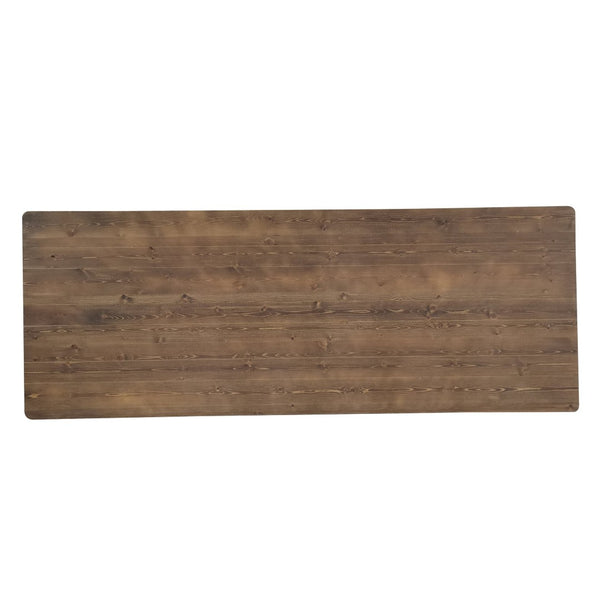 English Elm HERCULES Folding Farm Table - Solid Pine Design with X Legs for Stylish Dining and Easy Storage Antique Rustic 9'L x 40"W XA-F-108X40-XLEGS-GG