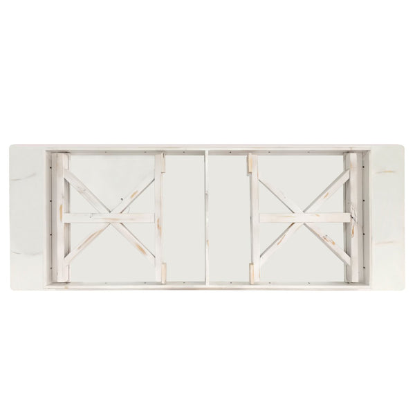 English Elm HERCULES Folding Farm Table - Solid Pine Design with X Legs for Stylish Dining and Easy Storage Antique Rustic White 9'L x 40"W XA-F-108X40-XLEGS-WH-GG