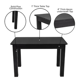 English Elm HERCULES Solid Pine Farm Dining Table – Rustic Charm for Family Meals & Gatherings in Any Space Black Wash 30"W x 46"L XA-F-46X30-BW-GG