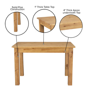 English Elm HERCULES Solid Pine Farm Dining Table – Rustic Charm for Family Meals & Gatherings in Any Space Light Natural 30"W x 46"L XA-F-46X30-LN-GG