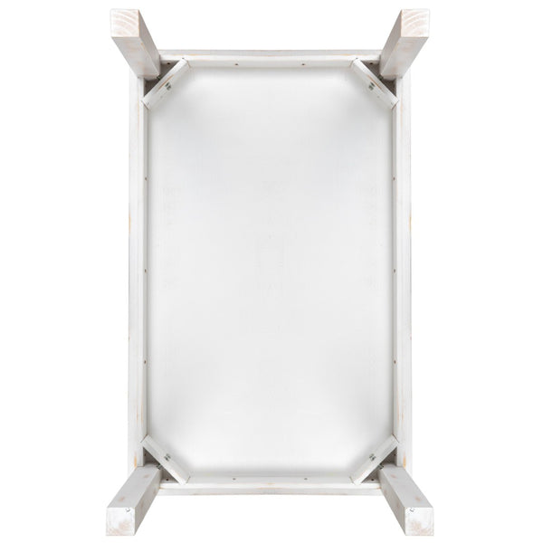 English Elm HERCULES Solid Pine Farm Dining Table – Rustic Charm for Family Meals & Gatherings in Any Space Antique Rustic White 30"W x 46"L XA-F-46X30-WH-GG