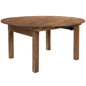 English Elm HERCULES Series Round Dining Table | Farmhouse Charm with Rustic Pine & Space-Saving Design for 8 XA-F-60-RD-GG