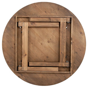 English Elm HERCULES Series Round Dining Table | Farmhouse Charm with Rustic Pine & Space-Saving Design for 8 XA-F-60-RD-GG