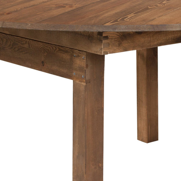 English Elm HERCULES Series Round Dining Table | Farmhouse Charm with Rustic Pine & Space-Saving Design for 8 XA-F-60-RD-GG