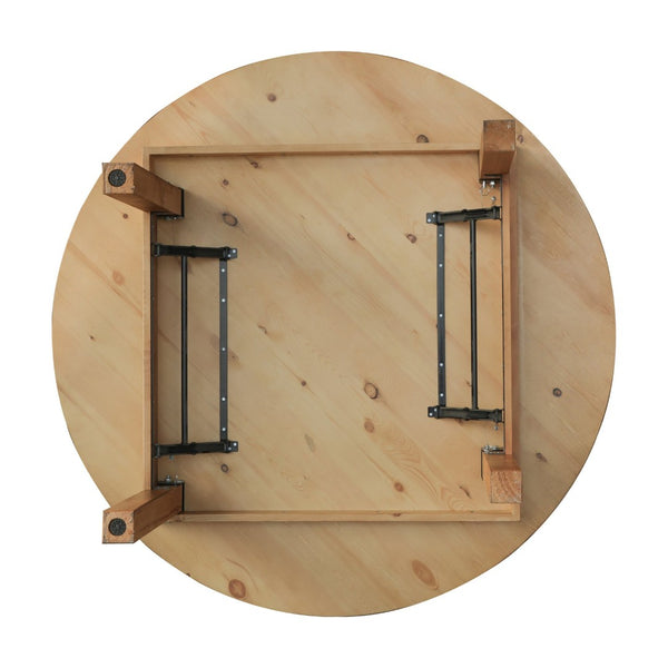 English Elm HERCULES Farmhouse Folding Table - Commercial Grade Solid Pine Dining Table for Events & Gatherings Light Natural 60" Round XA-F-60-RD-LN-GG