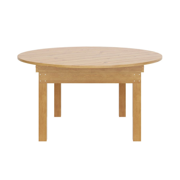 English Elm HERCULES Farmhouse Folding Table - Commercial Grade Solid Pine Dining Table for Events & Gatherings Light Natural 60" Round XA-F-60-RD-LN-GG