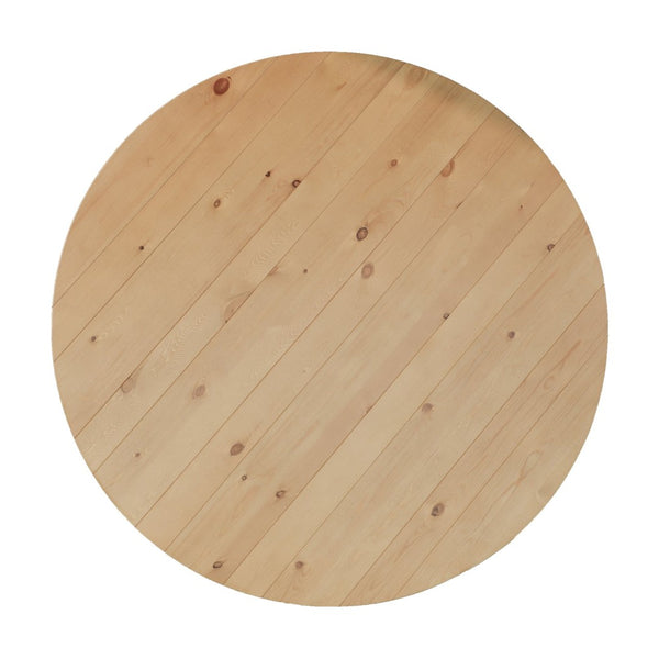 English Elm HERCULES Farmhouse Folding Table - Commercial Grade Solid Pine Dining Table for Events & Gatherings Light Natural 60" Round XA-F-60-RD-LN-GG