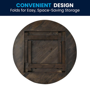 English Elm HERCULES Farmhouse Folding Table - Commercial Grade Solid Pine Dining Table for Events & Gatherings Mahogany 60" Round XA-F-60-RD-MG-GG