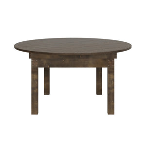 English Elm HERCULES Farmhouse Folding Table - Commercial Grade Solid Pine Dining Table for Events & Gatherings Mahogany 60" Round XA-F-60-RD-MG-GG