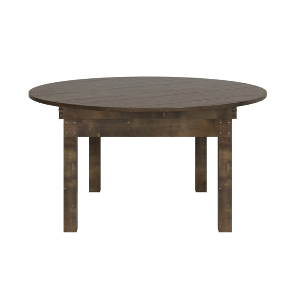 English Elm HERCULES Farmhouse Folding Table - Commercial Grade Solid Pine Dining Table for Events & Gatherings Mahogany 60" Round XA-F-60-RD-MG-GG