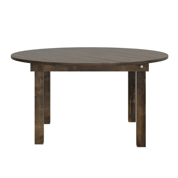 English Elm HERCULES Farmhouse Folding Table - Commercial Grade Solid Pine Dining Table for Events & Gatherings Mahogany 60" Round XA-F-60-RD-MG-GG