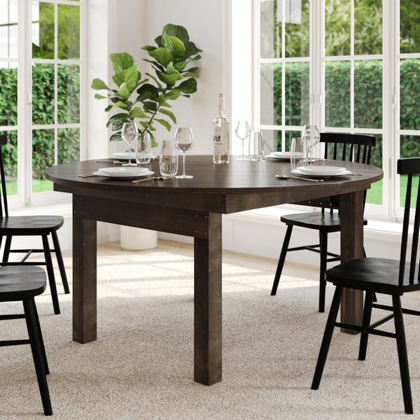 English Elm HERCULES Farmhouse Folding Table - Commercial Grade Solid Pine Dining Table for Events & Gatherings Mahogany 60" Round XA-F-60-RD-MG-GG