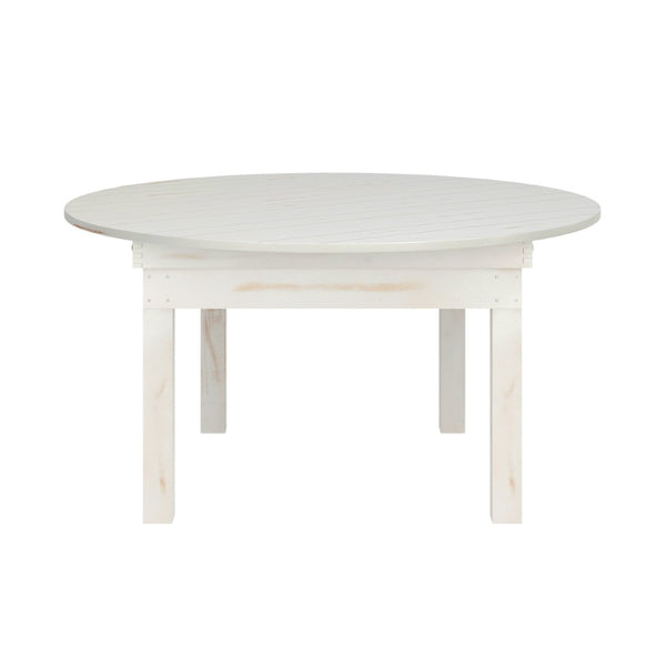 English Elm HERCULES Farmhouse Folding Table - Commercial Grade Solid Pine Dining Table for Events & Gatherings White 60" Round XA-F-60-RD-WH-GG