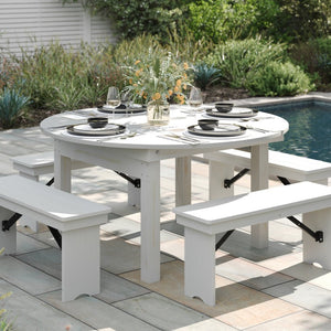 English Elm HERCULES Farmhouse Folding Table - Commercial Grade Solid Pine Dining Table for Events & Gatherings White 60" Round XA-F-60-RD-WH-GG