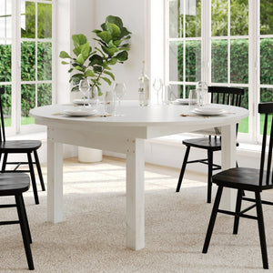 English Elm HERCULES Farmhouse Folding Table - Commercial Grade Solid Pine Dining Table for Events & Gatherings White 60" Round XA-F-60-RD-WH-GG