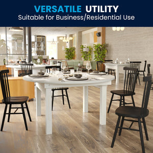 English Elm HERCULES Farmhouse Folding Table - Commercial Grade Solid Pine Dining Table for Events & Gatherings White 60" Round XA-F-60-RD-WH-GG