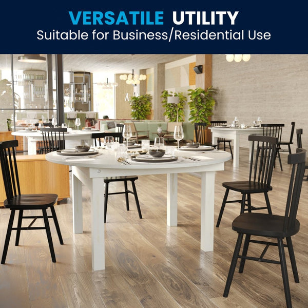 English Elm HERCULES Farmhouse Folding Table - Commercial Grade Solid Pine Dining Table for Events & Gatherings White 60" Round XA-F-60-RD-WH-GG