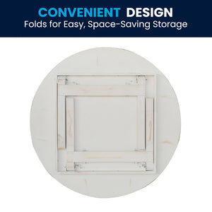 English Elm HERCULES Farmhouse Folding Table - Commercial Grade Solid Pine Dining Table for Events & Gatherings White 60" Round XA-F-60-RD-WH-GG