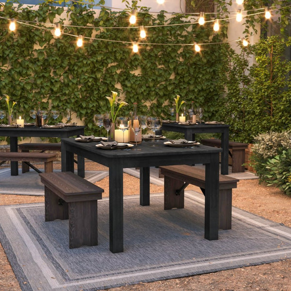 English Elm HERCULES Solid Pine Farm Dining Table - Rustic Charm for Family Gatherings and Everyday Use Black Wash 38"W x 60"L XA-F-60X38-BW-GG