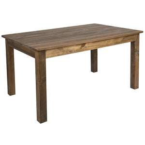 English Elm HERCULES Solid Pine Farm Dining Table - Rustic Charm for Family Gatherings and Everyday Use Antique Rustic 38"W x 60"L XA-F-60X38-GG