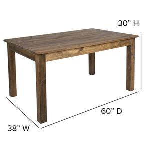 English Elm HERCULES Solid Pine Farm Dining Table - Rustic Charm for Family Gatherings and Everyday Use Antique Rustic 38"W x 60"L XA-F-60X38-GG