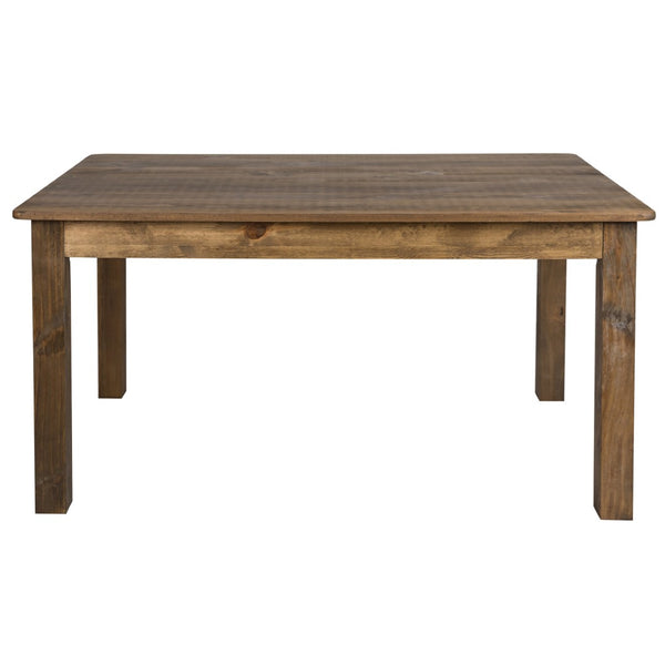 English Elm HERCULES Solid Pine Farm Dining Table - Rustic Charm for Family Gatherings and Everyday Use Antique Rustic 38"W x 60"L XA-F-60X38-GG