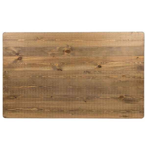 English Elm HERCULES Solid Pine Farm Dining Table - Rustic Charm for Family Gatherings and Everyday Use Antique Rustic 38"W x 60"L XA-F-60X38-GG