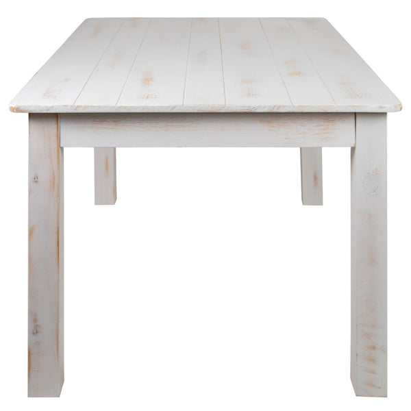 English Elm HERCULES Solid Pine Farm Dining Table - Rustic Charm for Family Gatherings and Everyday Use Antique Rustic White 38"W x 60"L XA-F-60X38-WH-GG