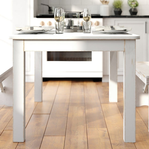 English Elm HERCULES Solid Pine Farm Dining Table - Rustic Charm for Family Gatherings and Everyday Use Antique Rustic White 38"W x 60"L XA-F-60X38-WH-GG