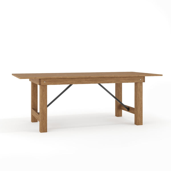 English Elm HERCULES Solid Pine Folding Farm Table – Rustic Charm & Durable Design for Indoor or Outdoor Use Antique Rustic 7'L x 40"W XA-F-84X40-GG