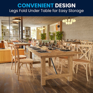 English Elm HERCULES Solid Pine Folding Farm Table – Rustic Charm & Durable Design for Indoor or Outdoor Use Antique Rustic 7'L x 40"W XA-F-84X40-GG