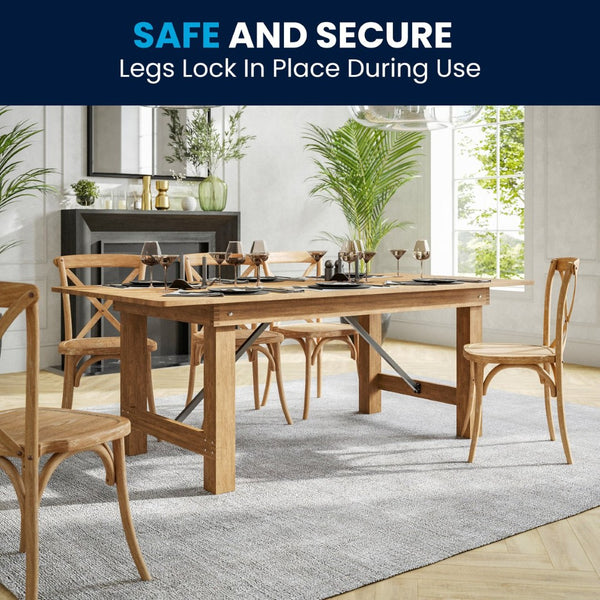 English Elm HERCULES Solid Pine Folding Farm Table – Rustic Charm & Durable Design for Indoor or Outdoor Use Antique Rustic 7'L x 40"W XA-F-84X40-GG