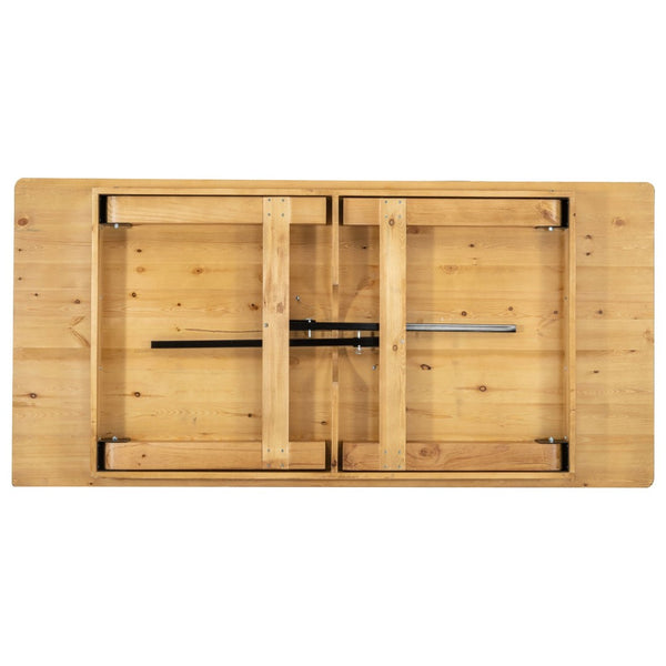 English Elm HERCULES Solid Pine Folding Farm Table – Rustic Charm & Durable Design for Indoor or Outdoor Use Light Natural 7'L x 40"W XA-F-84X40-LN-GG