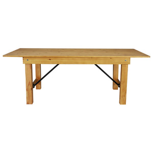 English Elm HERCULES Solid Pine Folding Farm Table – Rustic Charm & Durable Design for Indoor or Outdoor Use Light Natural 7'L x 40"W XA-F-84X40-LN-GG