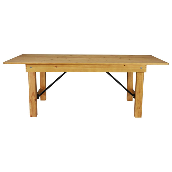 English Elm HERCULES Solid Pine Folding Farm Table – Rustic Charm & Durable Design for Indoor or Outdoor Use Light Natural 7'L x 40"W XA-F-84X40-LN-GG