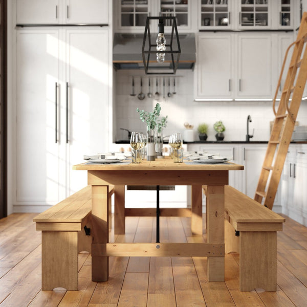 English Elm HERCULES Solid Pine Folding Farm Table – Rustic Charm & Durable Design for Indoor or Outdoor Use Light Natural 7'L x 40"W XA-F-84X40-LN-GG