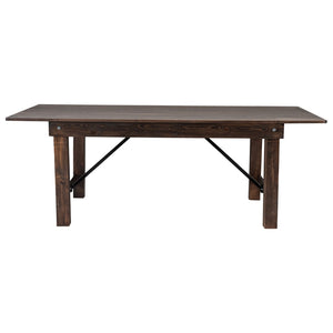 English Elm HERCULES Solid Pine Folding Farm Table – Rustic Charm & Durable Design for Indoor or Outdoor Use Mahogany 7'L x 40"W XA-F-84X40-MG-GG