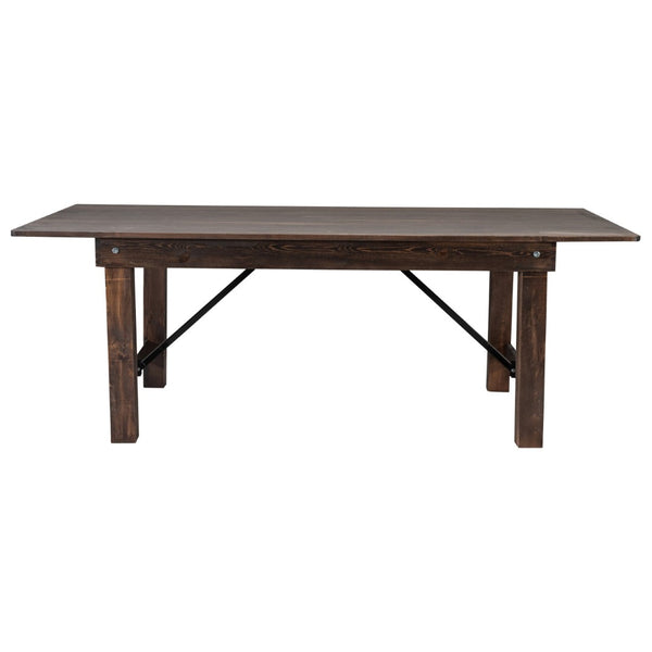 English Elm HERCULES Solid Pine Folding Farm Table – Rustic Charm & Durable Design for Indoor or Outdoor Use Mahogany 7'L x 40"W XA-F-84X40-MG-GG