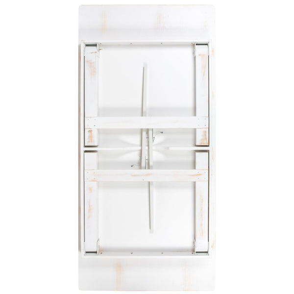 English Elm HERCULES Solid Pine Folding Farm Table – Rustic Charm & Durable Design for Indoor or Outdoor Use Antique Rustic White 7'L x 40"W XA-F-84X40-WH-GG