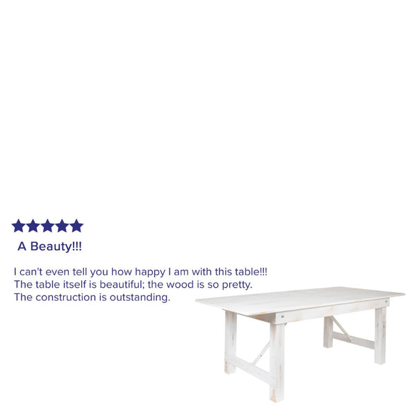English Elm HERCULES Solid Pine Folding Farm Table – Rustic Charm & Durable Design for Indoor or Outdoor Use Antique Rustic White 7'L x 40"W XA-F-84X40-WH-GG