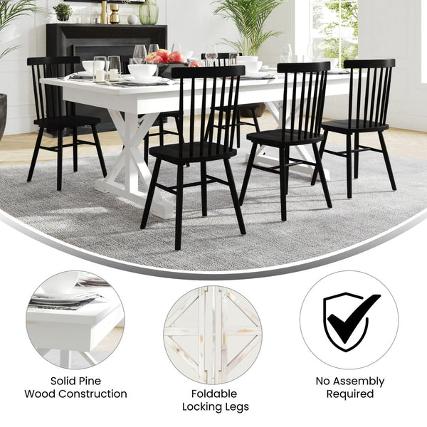 English Elm HERCULES Solid Pine Folding Farm Table – Elegant Design for Dining, Events & Versatile Spaces Antique Rustic White 7'L x 40"W XA-F-84X40-XLEGS-WH-GG