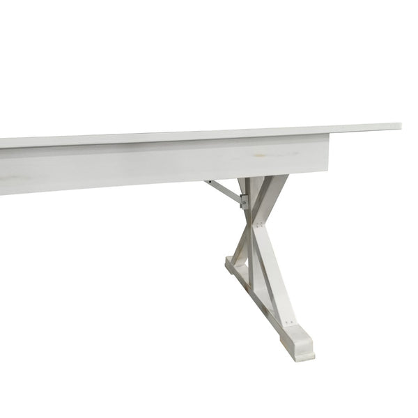 English Elm HERCULES Solid Pine Folding Farm Table – Elegant Design for Dining, Events & Versatile Spaces Antique Rustic White 7'L x 40"W XA-F-84X40-XLEGS-WH-GG