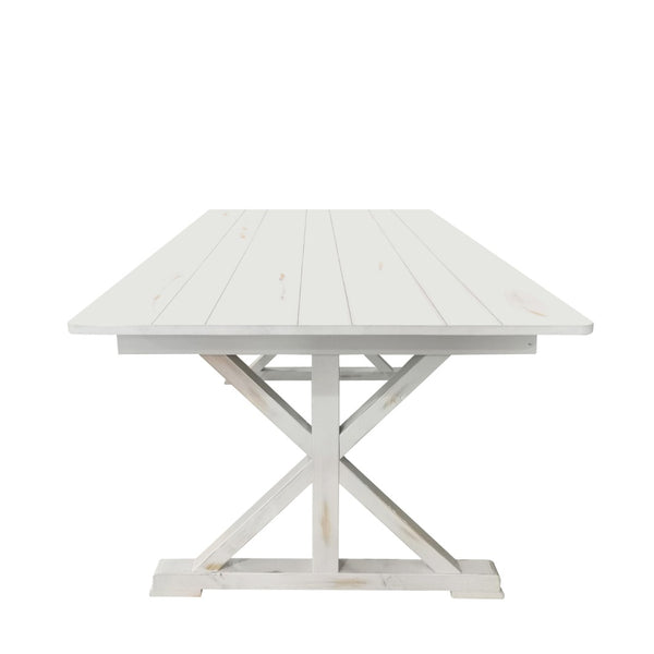 English Elm HERCULES Solid Pine Folding Farm Table – Elegant Design for Dining, Events & Versatile Spaces Antique Rustic White 7'L x 40"W XA-F-84X40-XLEGS-WH-GG
