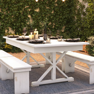 English Elm HERCULES Solid Pine Folding Farm Table – Elegant Design for Dining, Events & Versatile Spaces Antique Rustic White 7'L x 40"W XA-F-84X40-XLEGS-WH-GG