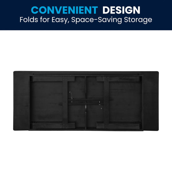 English Elm HERCULES 96" Farmhouse Folding Table - Solid Pine with Heavy-Duty Design for Dining & Events Black Wash 8'L x 40"W XA-F-96X40-BW-GG