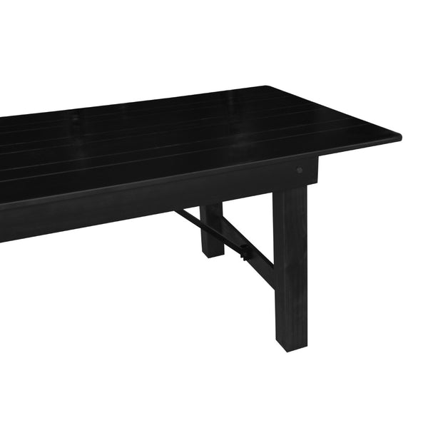 English Elm HERCULES 96" Farmhouse Folding Table - Solid Pine with Heavy-Duty Design for Dining & Events Black Wash 8'L x 40"W XA-F-96X40-BW-GG