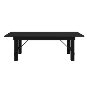 English Elm HERCULES 96" Farmhouse Folding Table - Solid Pine with Heavy-Duty Design for Dining & Events Black Wash 8'L x 40"W XA-F-96X40-BW-GG