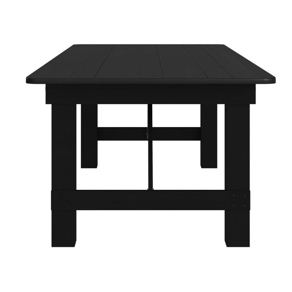 English Elm HERCULES 96" Farmhouse Folding Table - Solid Pine with Heavy-Duty Design for Dining & Events Black Wash 8'L x 40"W XA-F-96X40-BW-GG