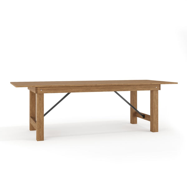 English Elm HERCULES 96" Farmhouse Folding Table - Solid Pine with Heavy-Duty Design for Dining & Events Antique Rustic 8'L x 40"W XA-F-96X40-GG